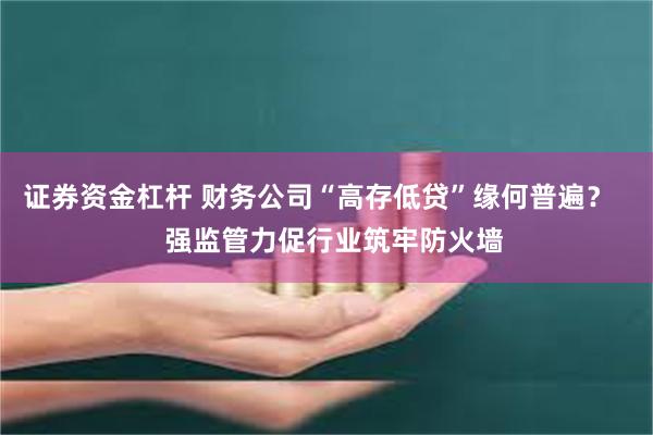 证券资金杠杆 财务公司“高存低贷”缘何普遍？    强监管力促行业筑牢防火墙