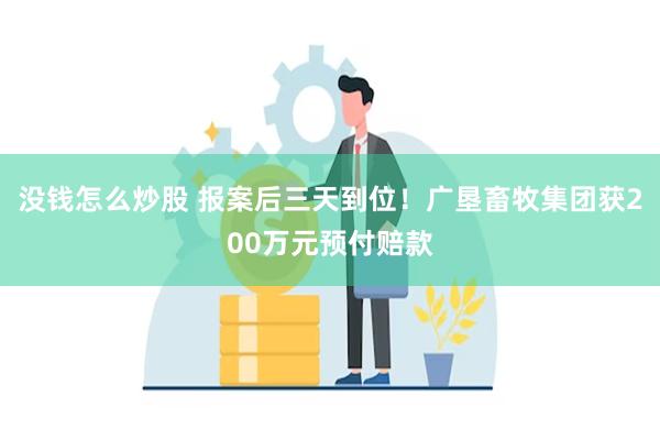 没钱怎么炒股 报案后三天到位！广垦畜牧集团获200万元预付赔款